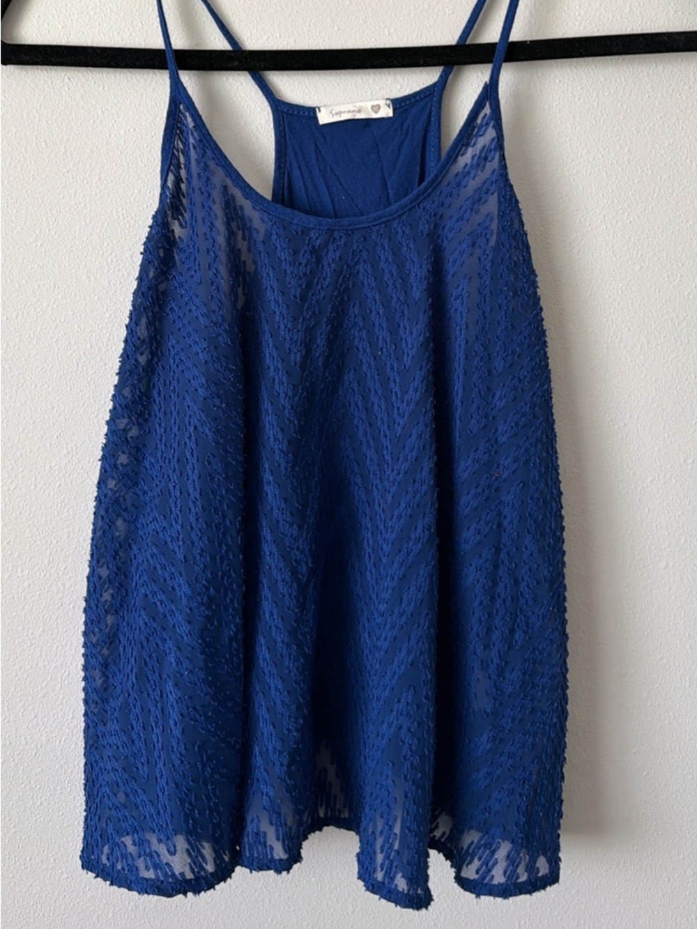 Blue Textured Sheer Cami Tank